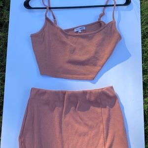 Cropped pink skirt set| size large